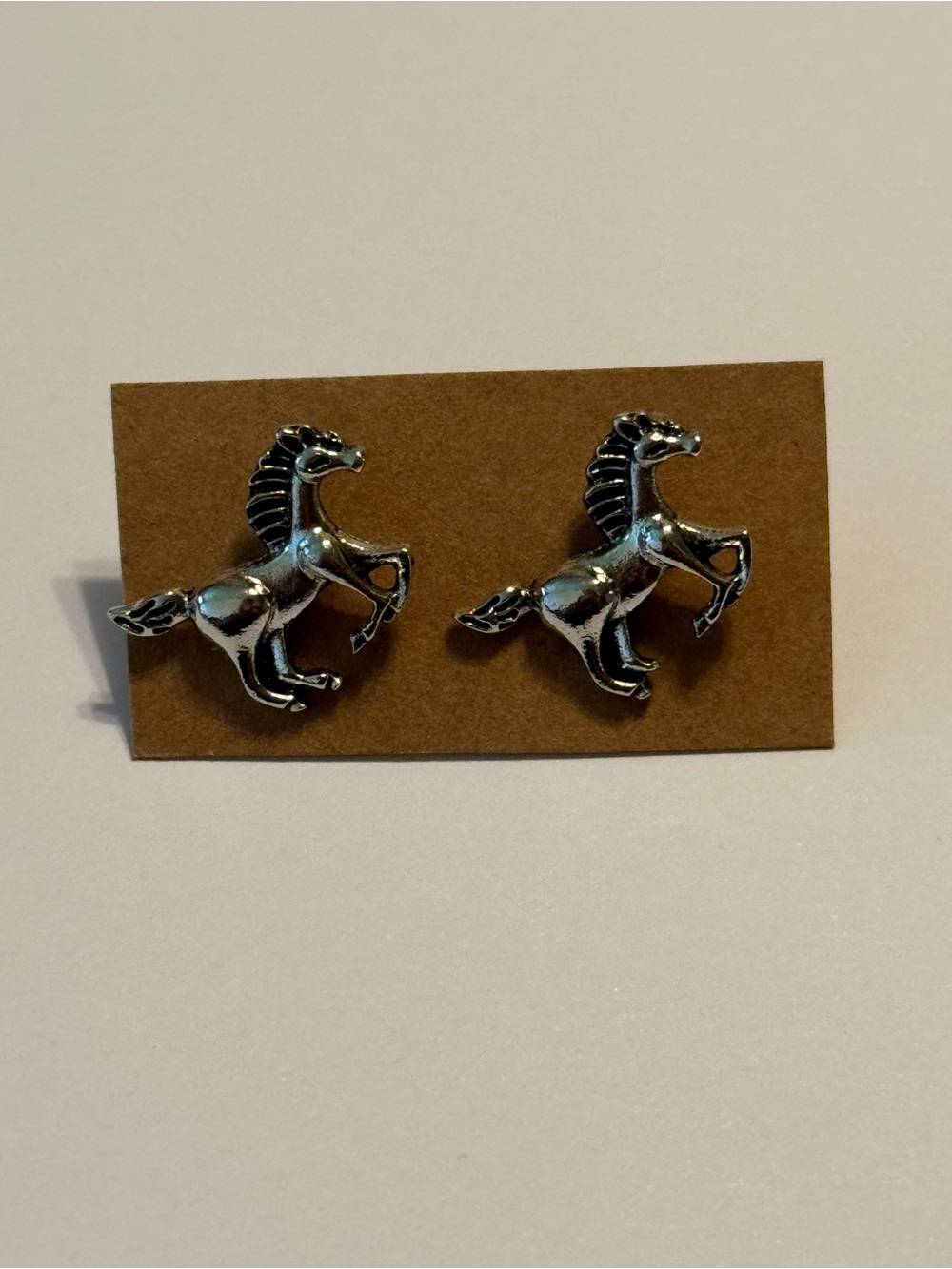 Silver Country Western Horse Stud Earrings